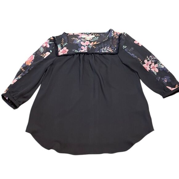 LC Lauren Conrad Indigo Floral Top, Size S, NWT - Picture 1 of 8
